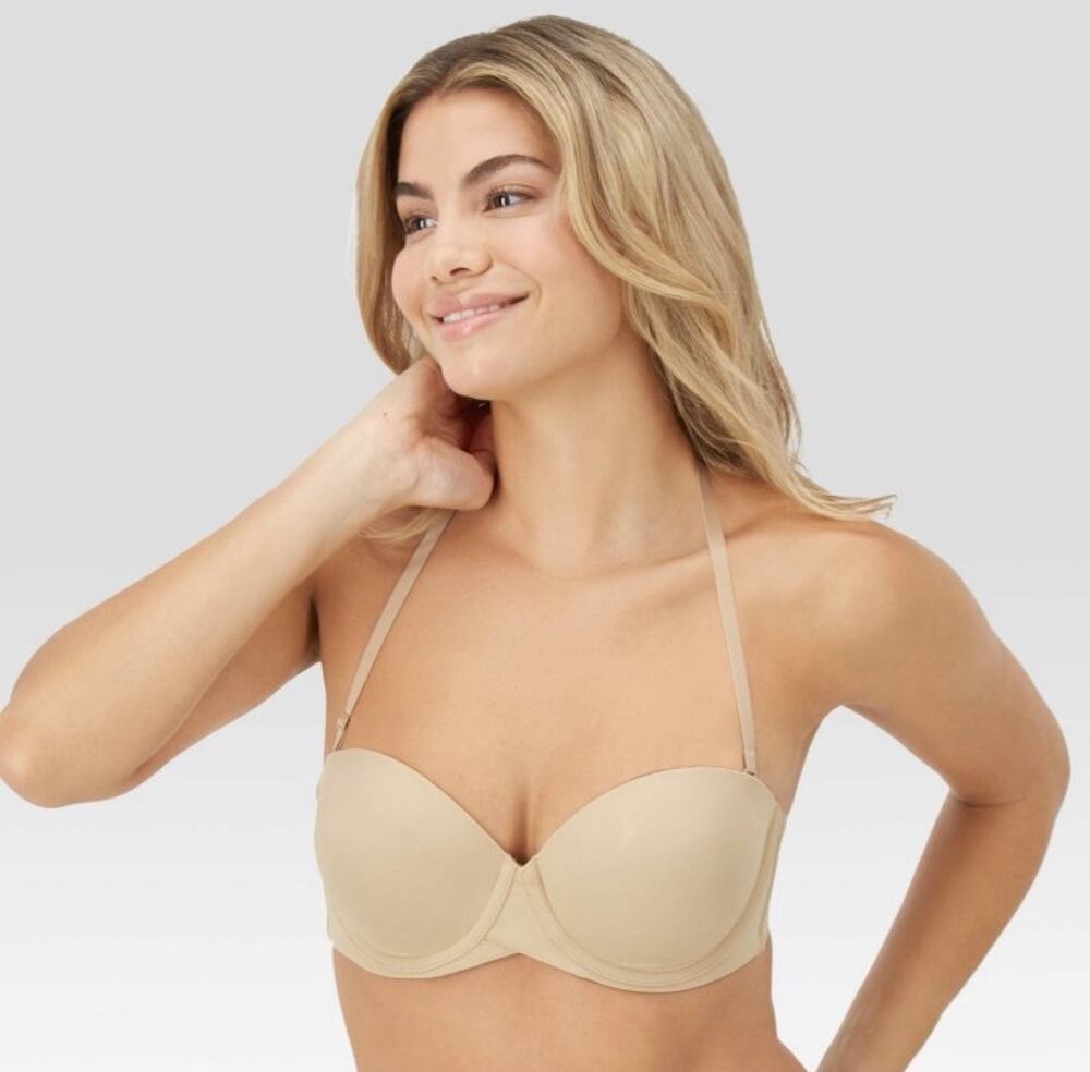 Maidenform Self Expressions Stay Put detachable strapless push up bra Nude 40DD